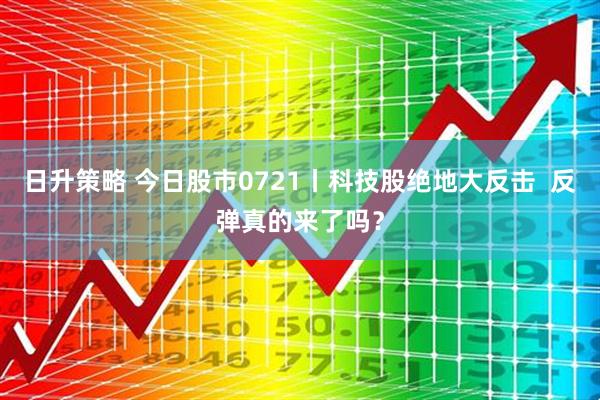 日升策略 今日股市0721丨科技股绝地大反击  反弹真的来了吗？