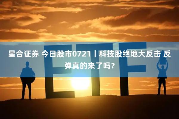 星合证券 今日股市0721丨科技股绝地大反击 反弹真的来了吗？